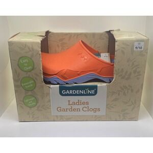 Gardenline Ladies Garden Clogs Orange Blue Slip On Shoes Size 9/10 830271 NEW